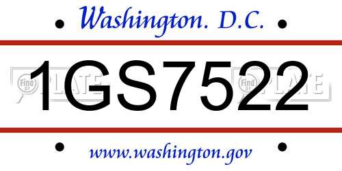 1GS7522 District Of Columbia License Plate