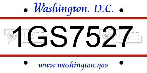 1GS7527 District Of Columbia License Plate