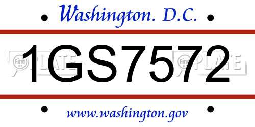 1GS7572 District Of Columbia License Plate