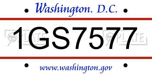 1GS7577 District Of Columbia License Plate