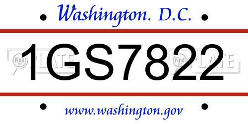 1GS7822 District Of Columbia License Plate