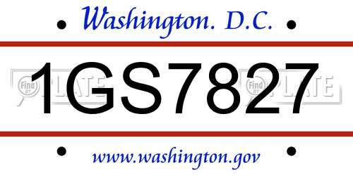 1GS7827 District Of Columbia License Plate