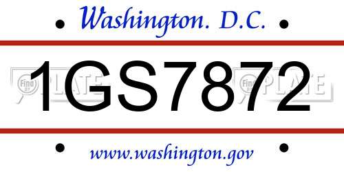 1GS7872 District Of Columbia License Plate
