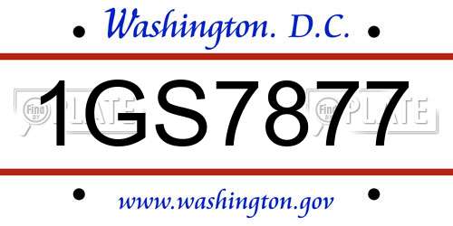 1GS7877 District Of Columbia License Plate