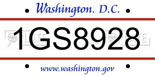 1GS8928 District Of Columbia License Plate