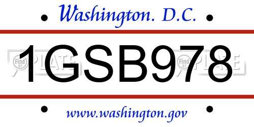 1GSB978 District Of Columbia License Plate