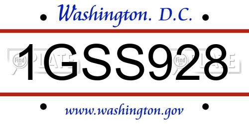 1GSS928 District Of Columbia License Plate