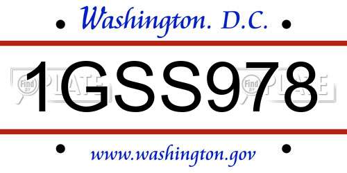 1GSS978 District Of Columbia License Plate