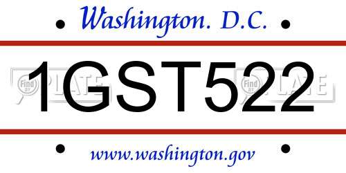 1GST522 District Of Columbia License Plate
