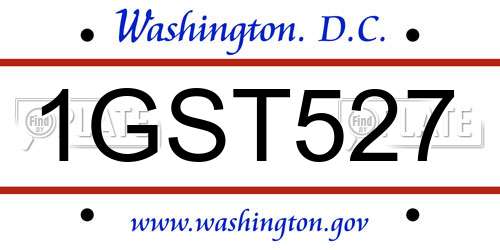 1GST527 District Of Columbia License Plate