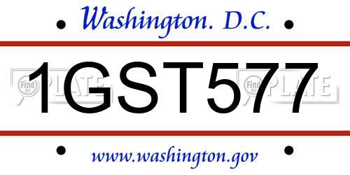 1GST577 District Of Columbia License Plate