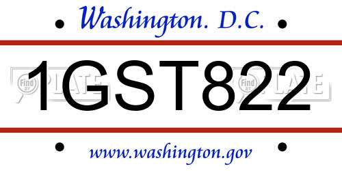 1GST822 District Of Columbia License Plate