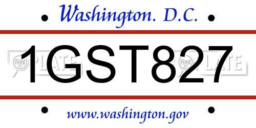 1GST827 District Of Columbia License Plate
