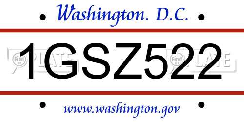 1GSZ522 District Of Columbia License Plate