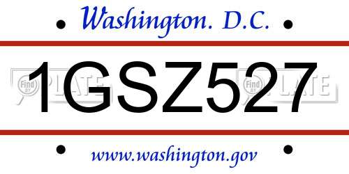1GSZ527 District Of Columbia License Plate