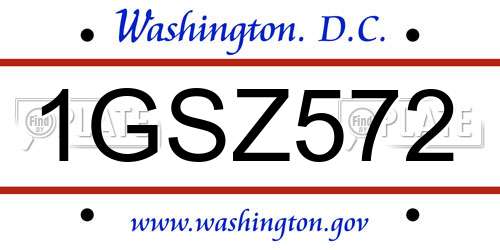 1GSZ572 District Of Columbia License Plate