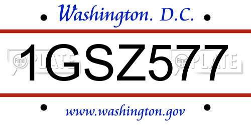 1GSZ577 District Of Columbia License Plate