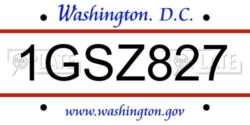 1GSZ827 District Of Columbia License Plate