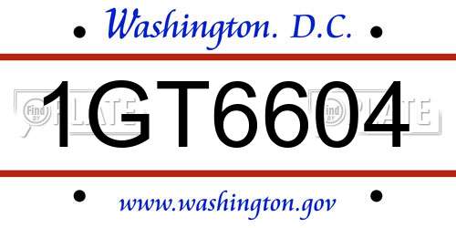 1GT6604 District Of Columbia License Plate