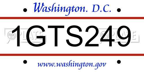 1GTS249 District Of Columbia License Plate