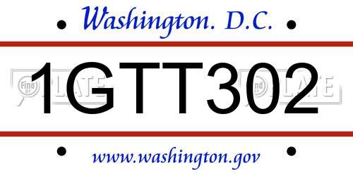 1GTT302 District Of Columbia License Plate