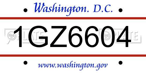 1GZ6604 District Of Columbia License Plate