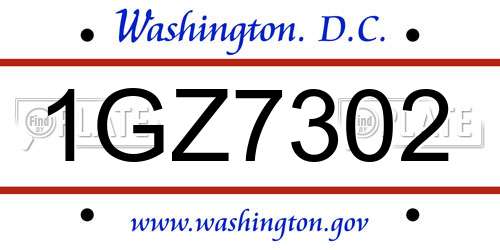1GZ7302 District Of Columbia License Plate
