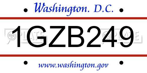 1GZB249 District Of Columbia License Plate