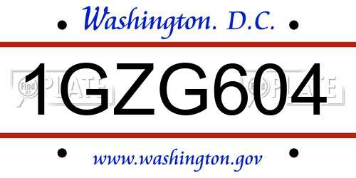 1GZG604 District Of Columbia License Plate