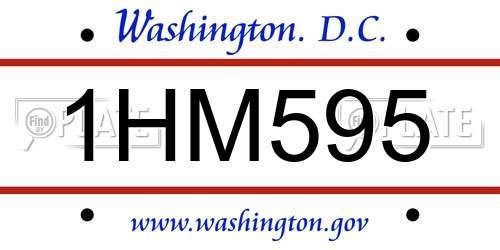 1HM595 District Of Columbia License Plate