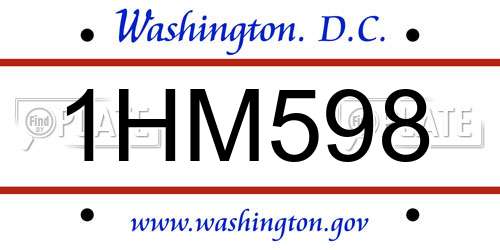 1HM598 District Of Columbia License Plate