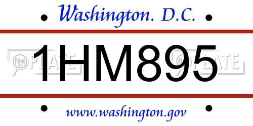 1HM895 District Of Columbia License Plate
