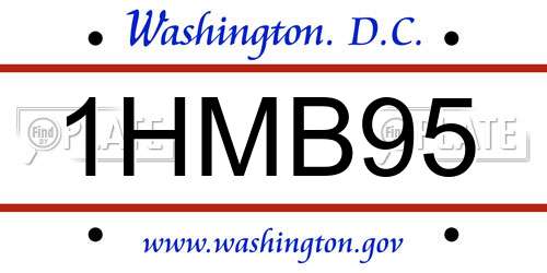 1HMB95 District Of Columbia License Plate