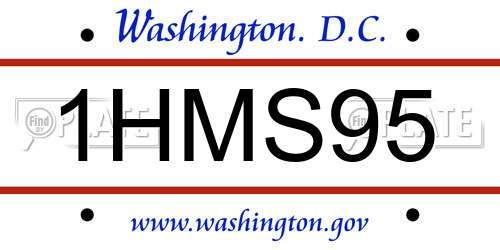 1HMS95 District Of Columbia License Plate