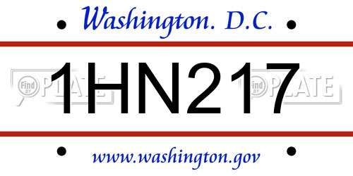 1HN217 District Of Columbia License Plate