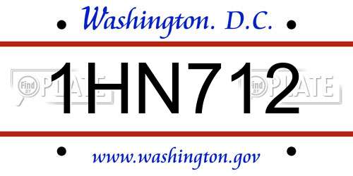1HN712 District Of Columbia License Plate