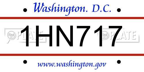 1HN717 District Of Columbia License Plate