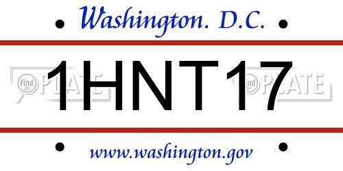 1HNT17 District Of Columbia License Plate