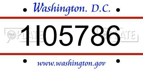1I05786 District Of Columbia License Plate