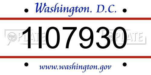 1I07930 District Of Columbia License Plate