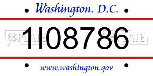 1I08786 District Of Columbia License Plate