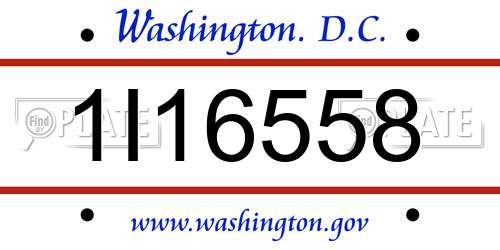 1I16558 District Of Columbia License Plate