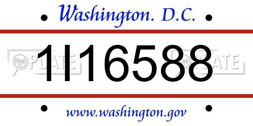 1I16588 District Of Columbia License Plate