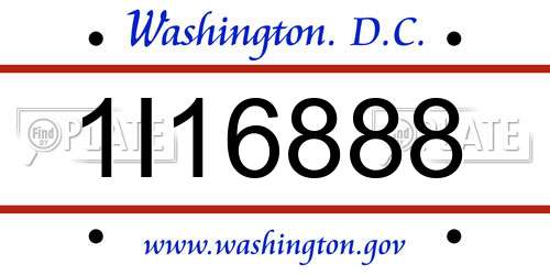 1I16888 District Of Columbia License Plate