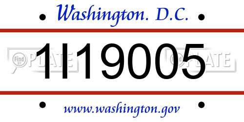1I19005 District Of Columbia License Plate
