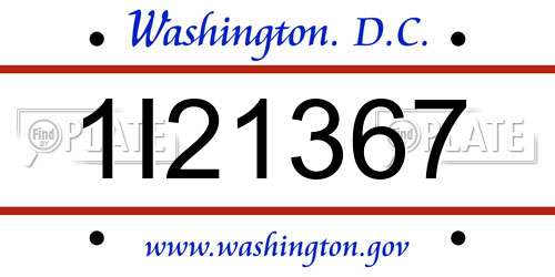 1I21367 District Of Columbia License Plate