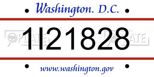 1I21828 District Of Columbia License Plate
