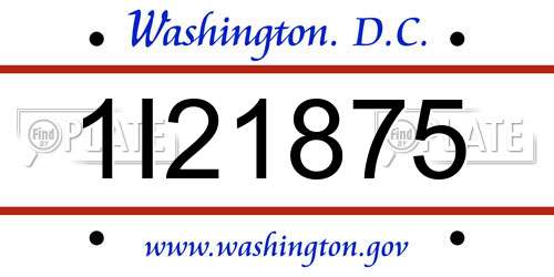 1I21875 District Of Columbia License Plate