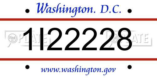 1I22228 District Of Columbia License Plate