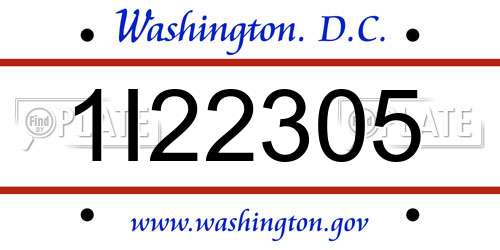1I22305 District Of Columbia License Plate